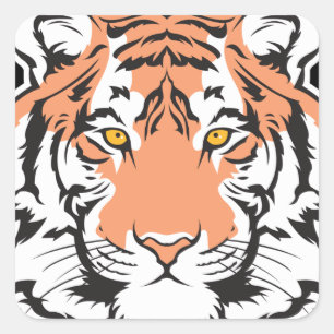 Adesivo Quadrado Cabeça de tigre de Bengala