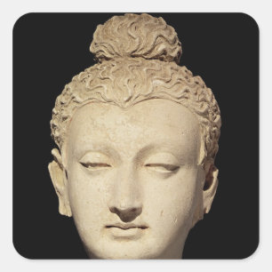 Adesivo Quadrado Cabeça de um Buddha, estilo Greco-Budista