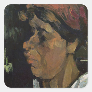 Adesivo Quadrado Cabeça de um camponês holandês, 1884 de Vincent