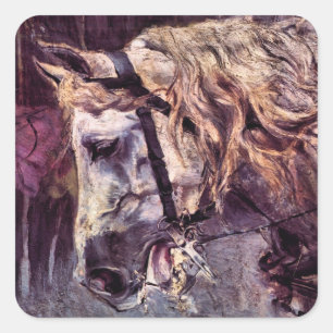Adesivo Quadrado Cabeça de um Cavalo por Giovanni Boldini, Arte Ant