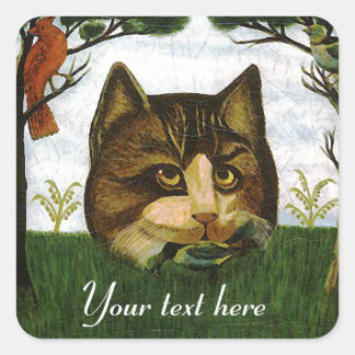 Adesivo Quadrado Cabeça do gato do vintage (gato de Cheshire)