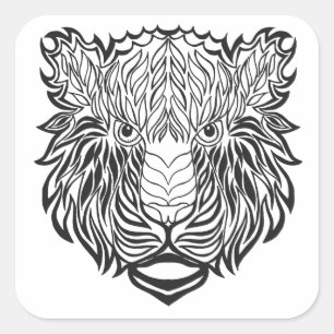 Adesivo Quadrado Cabeça do tigre do estilo