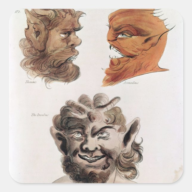 Adesivo Quadrado Cabeças de Demônios Mau (Frente)