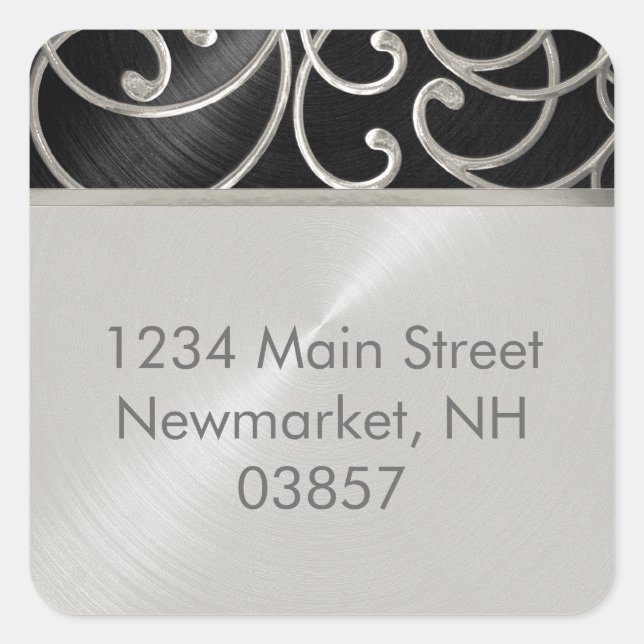 Adesivo Quadrado Cabeças Pretas de Quinceanera e de Prata (Frente)