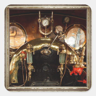 Adesivo Quadrado Cabina do motor a vapor