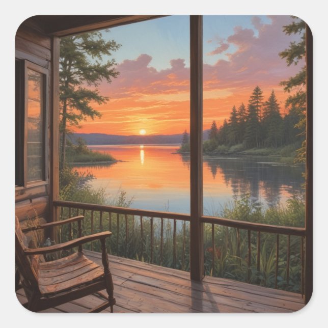 Adesivo Quadrado Cabina No Lago (Frente)