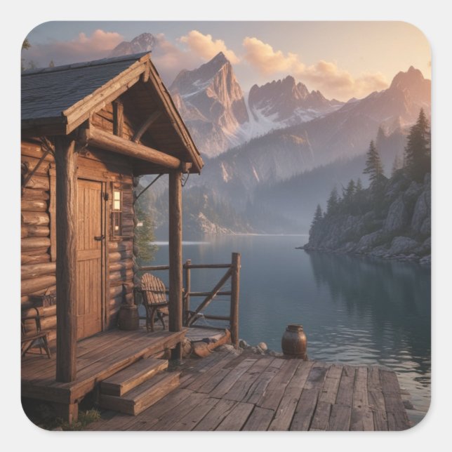 Adesivo Quadrado Cabina No Lago (Frente)