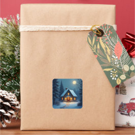 Adesivo Quadrado Cabine de Natal Aconchegante de Inverno