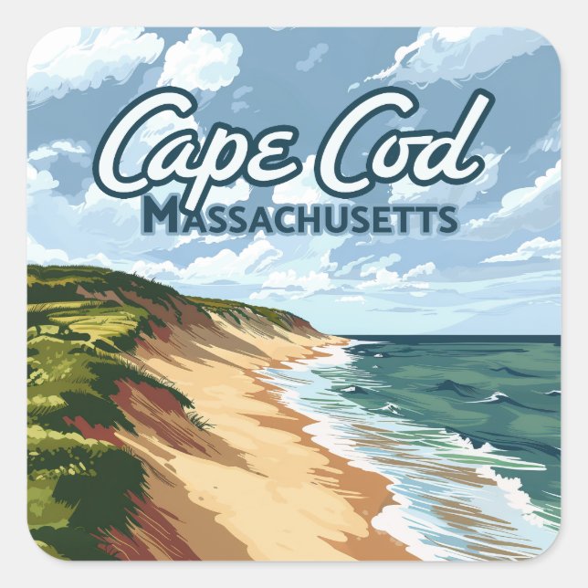 Adesivo Quadrado Cabo Cod Beach Seashore Massachusetts Blue (Frente)