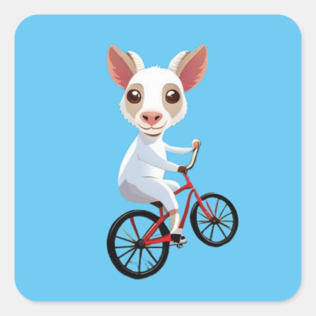 Adesivo Quadrado Cabra branca e bonita de bicicleta (Frente)