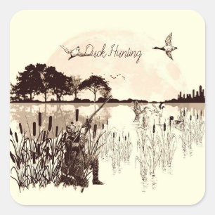 Adesivo Quadrado Caça a Patos