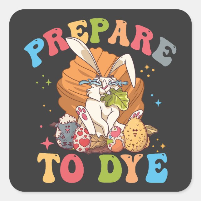 Adesivo Quadrado Caça De Ovos Tingidos Preparar-Se Para Colher Pásc (Frente)
