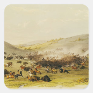 Adesivo Quadrado Caça do búfalo, bordadura, c.1832
