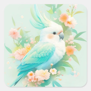 Adesivo Quadrado Cacatua Pastel Paradise