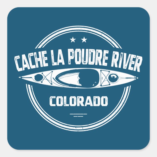 Adesivo Quadrado Cache la Poudre River Colorado Kayaking (Frente)