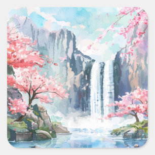 Adesivo Quadrado Cachoeira na Primavera