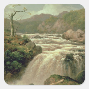Adesivo Quadrado Cachoeira no rio Neath, Gales do Sul