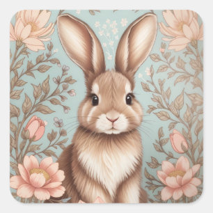 Adesivo Quadrado Cachorrinho Fofo Floral Pastel