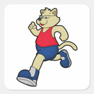 Adesivo Quadrado Cachorro a Correr com Óculos