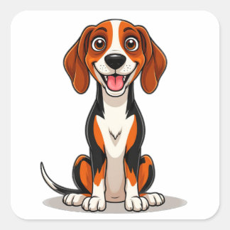 Adesivo Quadrado Cachorro Adorável Coonhound Inglês Americano