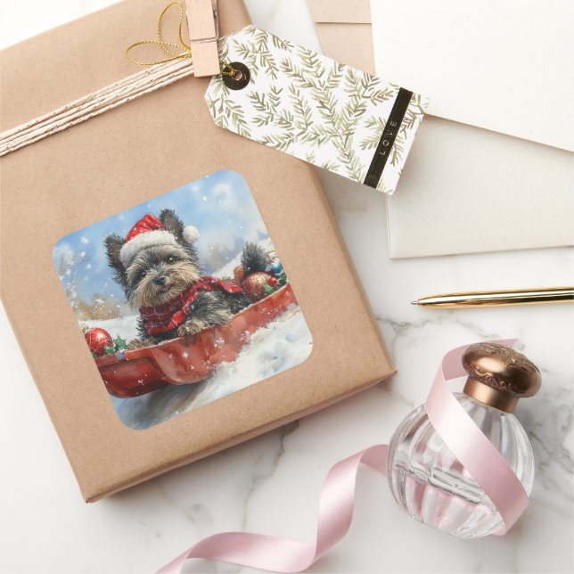 Adesivo Quadrado Cachorro Affenpinscher Cachorro com Lama Deixe-o N (Presentear)