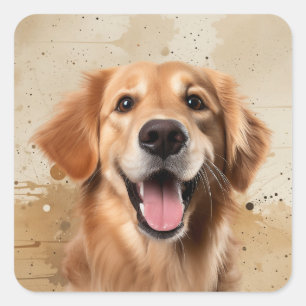 Adesivo Quadrado Cachorro Animal de Estimação Retriever Dourado