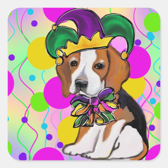 Adesivo Quadrado Cachorro Beagle (Frente)