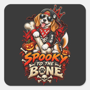 Adesivo Quadrado Cachorro Beagle Assustador de Halloween engraçado