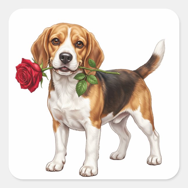 Adesivo Quadrado Cachorro Beagle Fofo (Frente)