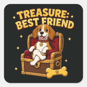 Adesivo Quadrado Cachorro Beagle Melhor Amigo Tesouro