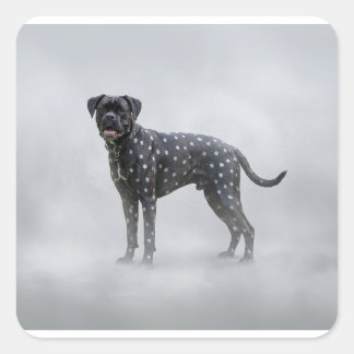 Adesivo Quadrado Cachorro Boxer Preto Fantasia Com Bolinhas Pratead