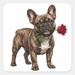 Adesivo Quadrado Cachorro Bulldog Francês Fofo