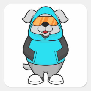 Adesivo Quadrado Cachorro com óculos de sol