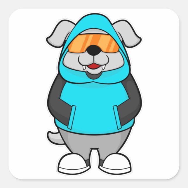 Adesivo Quadrado Cachorro com óculos de sol (Frente)