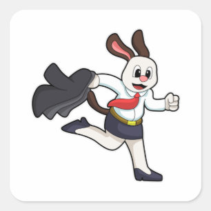 Adesivo Quadrado Cachorro como secretário com saia