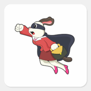 Adesivo Quadrado Cachorro como secretário super-herói