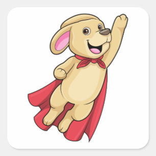 Adesivo Quadrado Cachorro como Super-Herói com Cape
