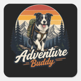 Adesivo Quadrado Cachorro Companheiro de Aventura