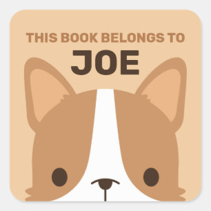 Adesivo Quadrado Cachorro Corgi Corgento com Nome Personalizado