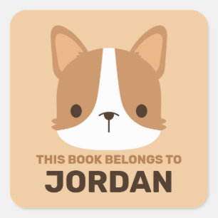 Adesivo Quadrado Cachorro Corgi Corgento com Nome Personalizado