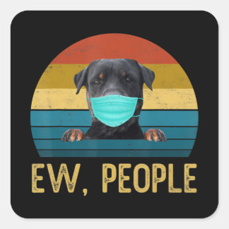 Adesivo Quadrado Cachorro Cortado Rottweiler Cachorro Pessoas Vesti