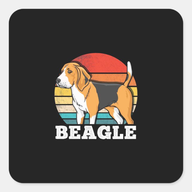 Adesivo Quadrado Cachorro da Beagle Retro (Frente)