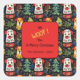 Adesivo Quadrado Cachorro de Natal