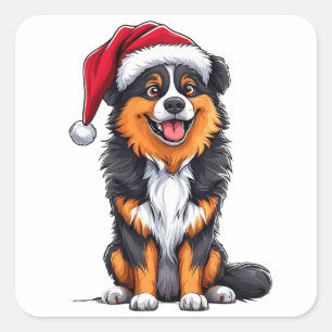 Adesivo Quadrado Cachorro de Natal Adorável