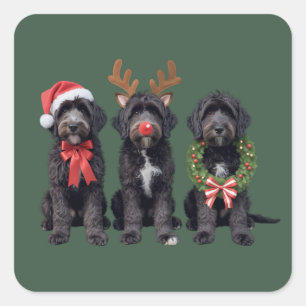 Adesivo Quadrado Cachorro de Natal Black Goldendoodle Doodle Mamãe 