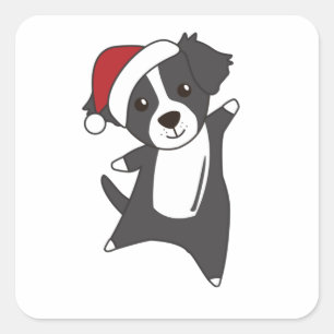 Adesivo Quadrado Cachorro de Natal da Fronteira Cachorro de inverno