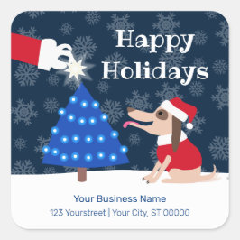 Adesivo Quadrado Cachorro de Natal e Papais noeis de Pet Business