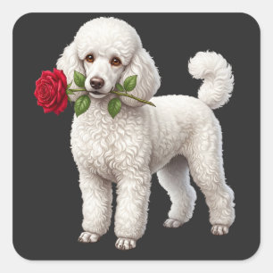 Adesivo Quadrado Cachorro de Poodle Fofo