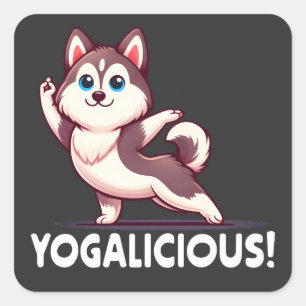 Adesivo Quadrado Cachorro de Rouco de Cartoon Gelado - Serene Yoga