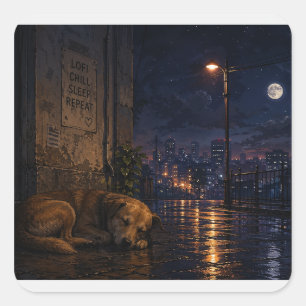 Adesivo Quadrado cachorro de rua dormindo